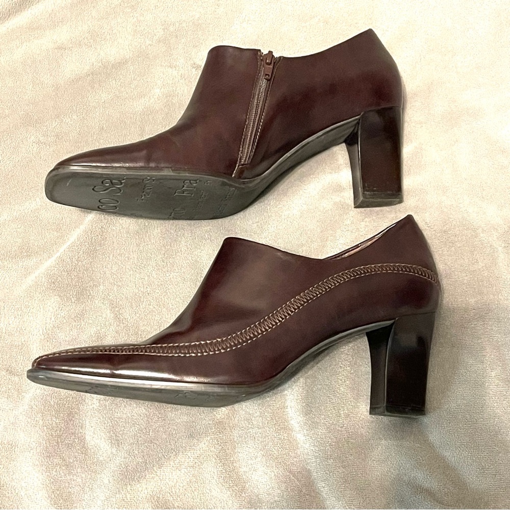 Franco Sarto Brown Square Toe Block Heel Slip On Shoe Loafer 8M EUC
